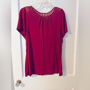 Women’s crimson knit + chiffon blouse, size XL by Worthington